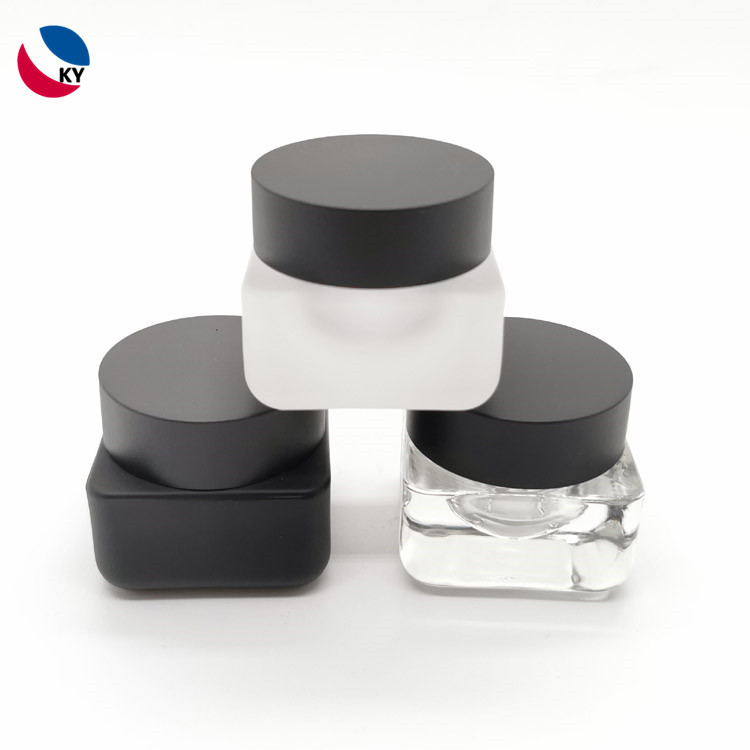 New Design 15ml 0.5oz square frosted cosmetic scrub luxury glass jar