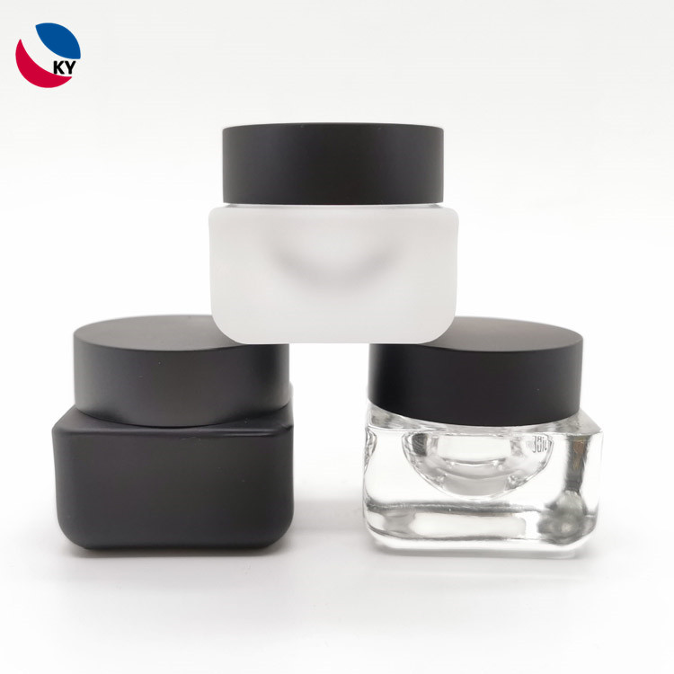 New Design 15ml 0.5oz square frosted cosmetic scrub luxury glass jar
