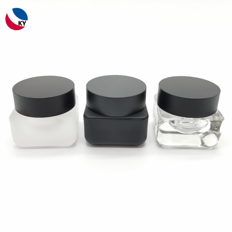 New Design 15ml 0.5oz square frosted cosmetic scrub luxury glass jar