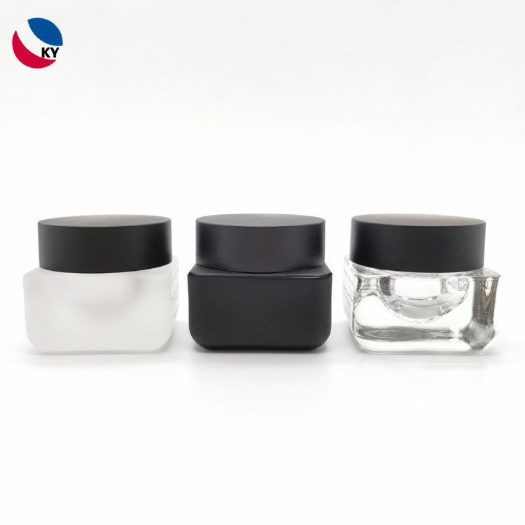 New Design 15ml 0.5oz square frosted cosmetic scrub luxury glass jar