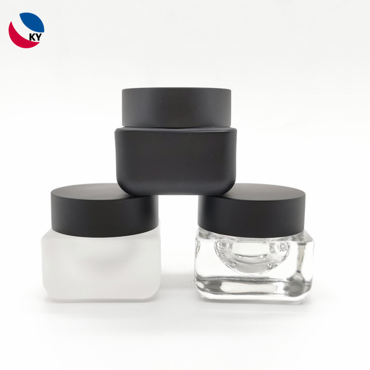 New Design 15ml 0.5oz square frosted cosmetic scrub luxury glass jar