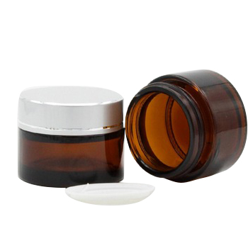 New Design 15ml 15g Amber Glass Cream Screwtop Jar with Silver Aluminum Lid