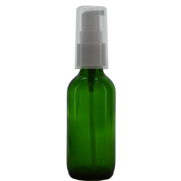 New Design 2 oz Green Boston Round With White Cream Pump
