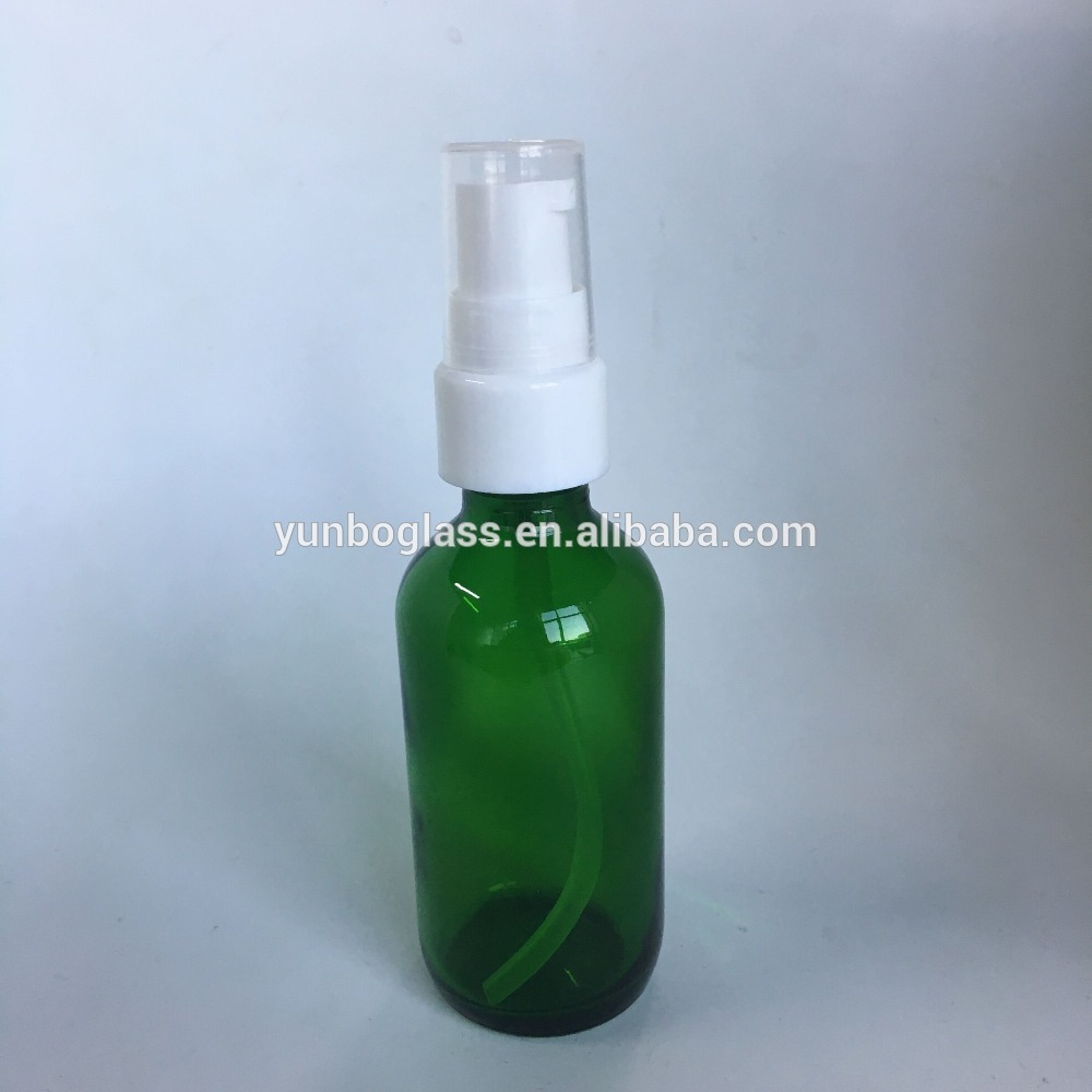 New Design 2 oz Green Boston Round With White Cream Pump