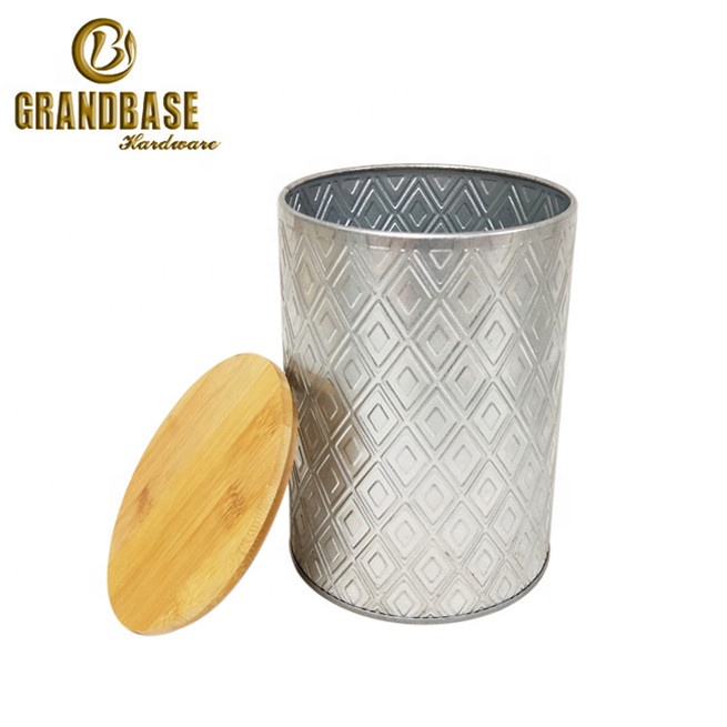 New Design 2020 Cheap Wholesale Silver Kitchenware Tea Sugar Coffee Storage Canister Set with Bamboo Lids