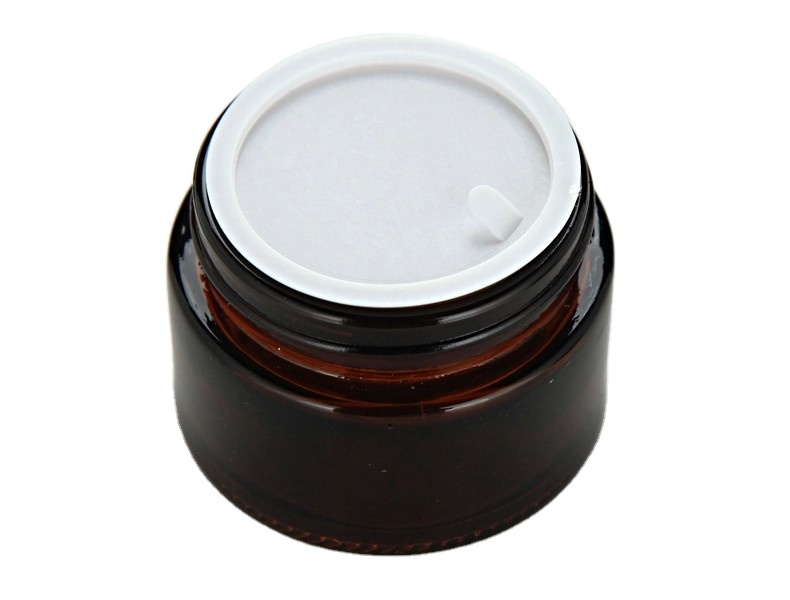 New Design 30g 30ml Amber Glass Cream Screwtop Jar with Black ABS Lid
