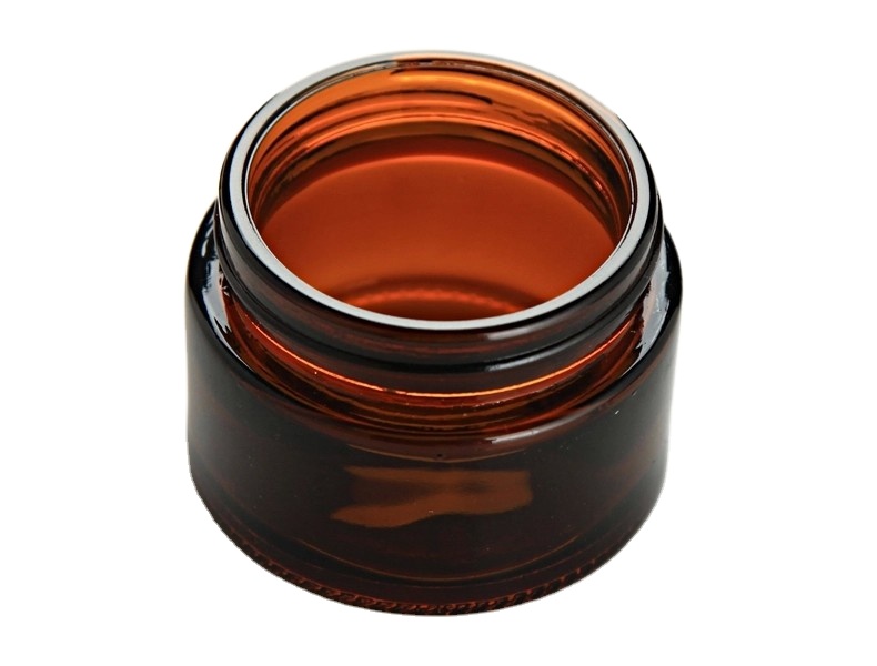 New Design 30ml 30g Amber Glass Cream Screwtop Jar with Black Aluminum Lid