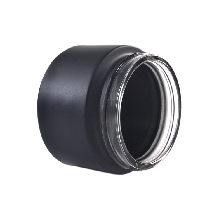 New Design 30ml 30g Frosted Matte Black Glass Cream Screwtop Jar with ABS Lid