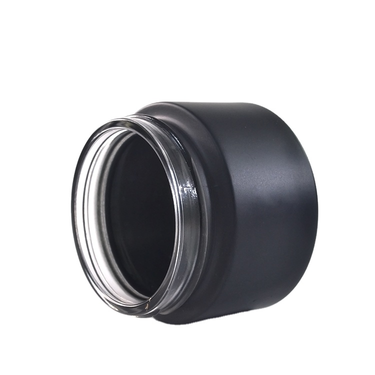New Design 30ml 30g Frosted Matte Black Glass Cream Screwtop Jar with ABS Lid