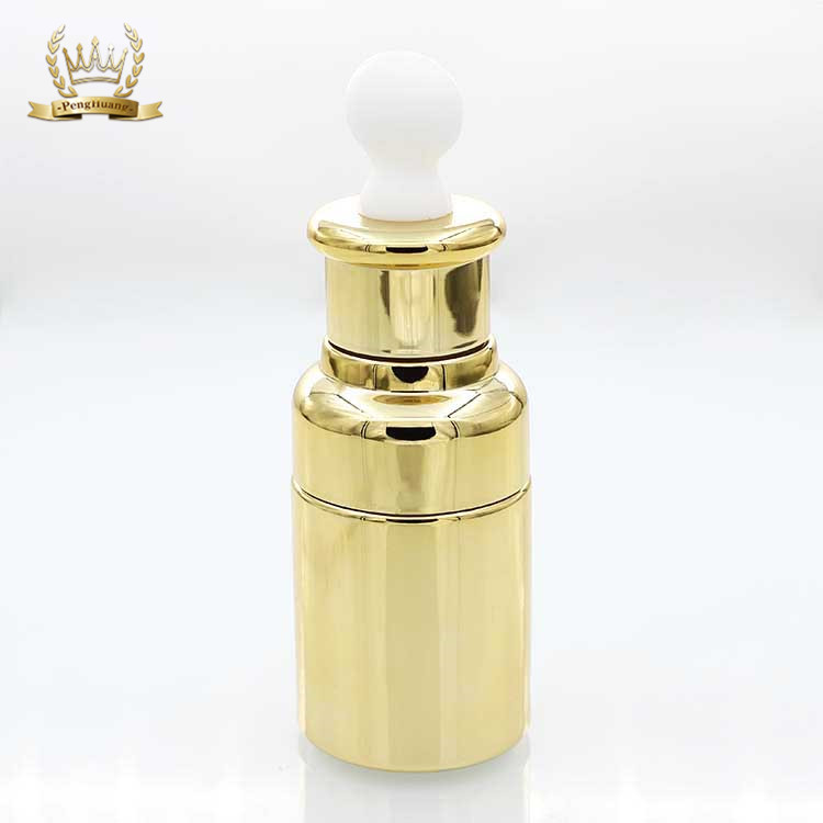 New Design 35ml UV Gold Glass Dropper Bottle with Aluminum Cap Guangzhou Factory