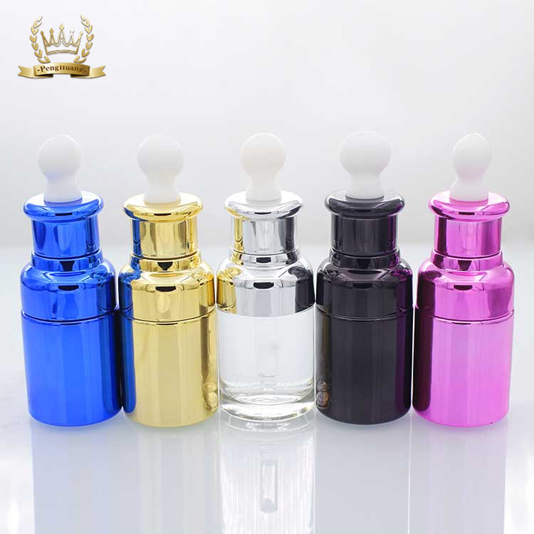 New Design 35ml UV Gold Glass Dropper Bottle with Aluminum Cap Guangzhou Factory