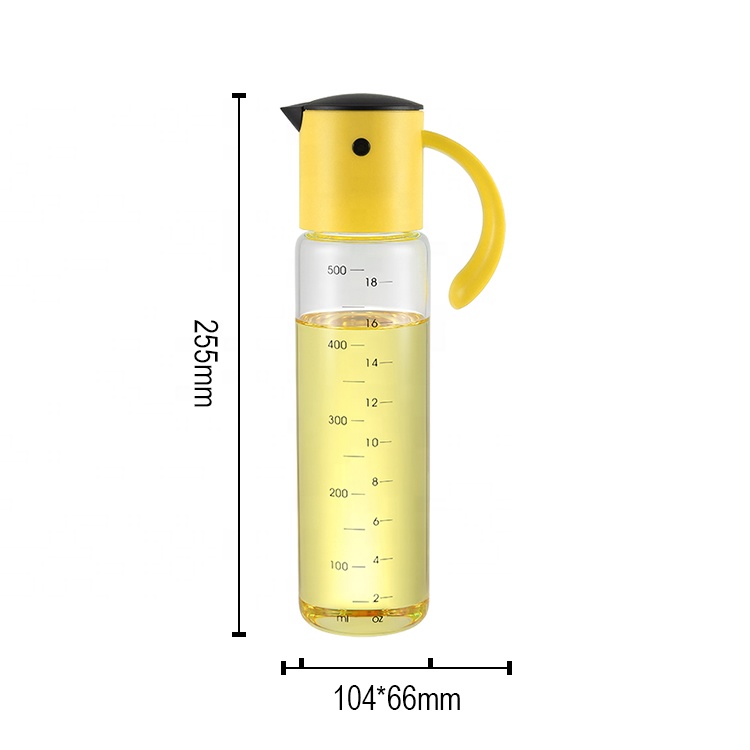 New Design 500ml Multiple Color Automatic Gravity Glass Oil and Vinegar Dispenser with Measure on Glass Bottle