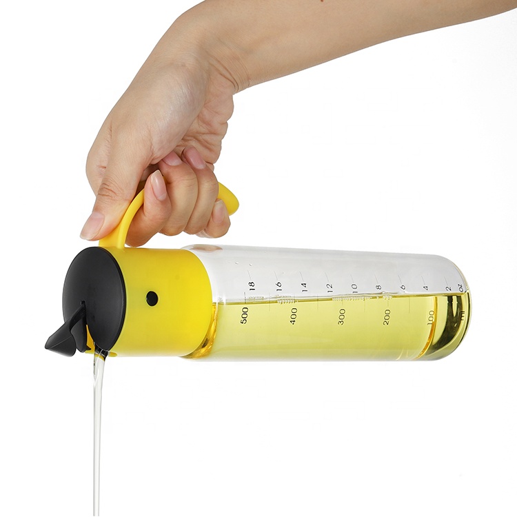 New Design 500ml Multiple Color Automatic Gravity Glass Oil and Vinegar Dispenser with Measure on Glass Bottle