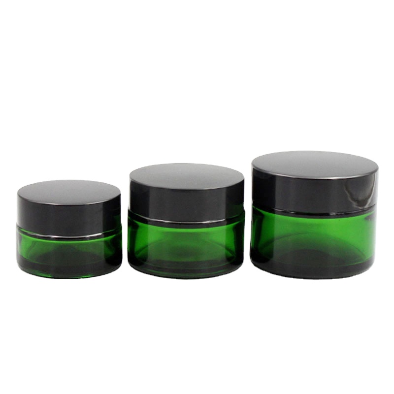 New Design 50ml 50g Green Glass Cream Screwtop Jar with ABS Lid