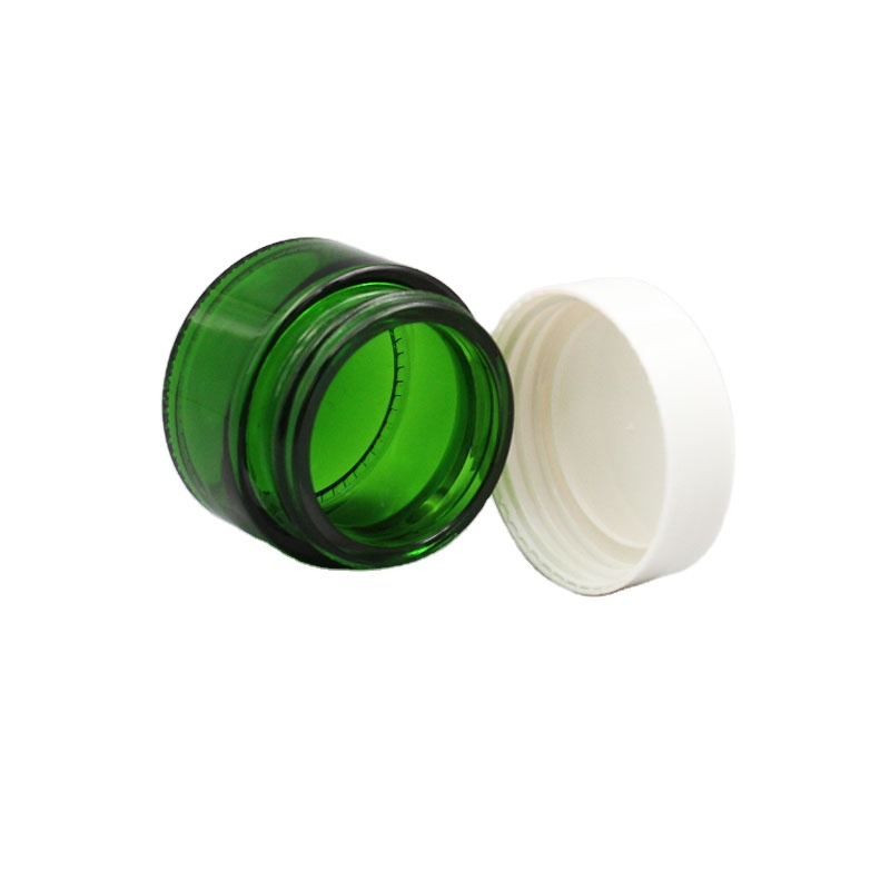 New Design 50ml 50g Green Glass Cream Screwtop Jar with ABS Lid
