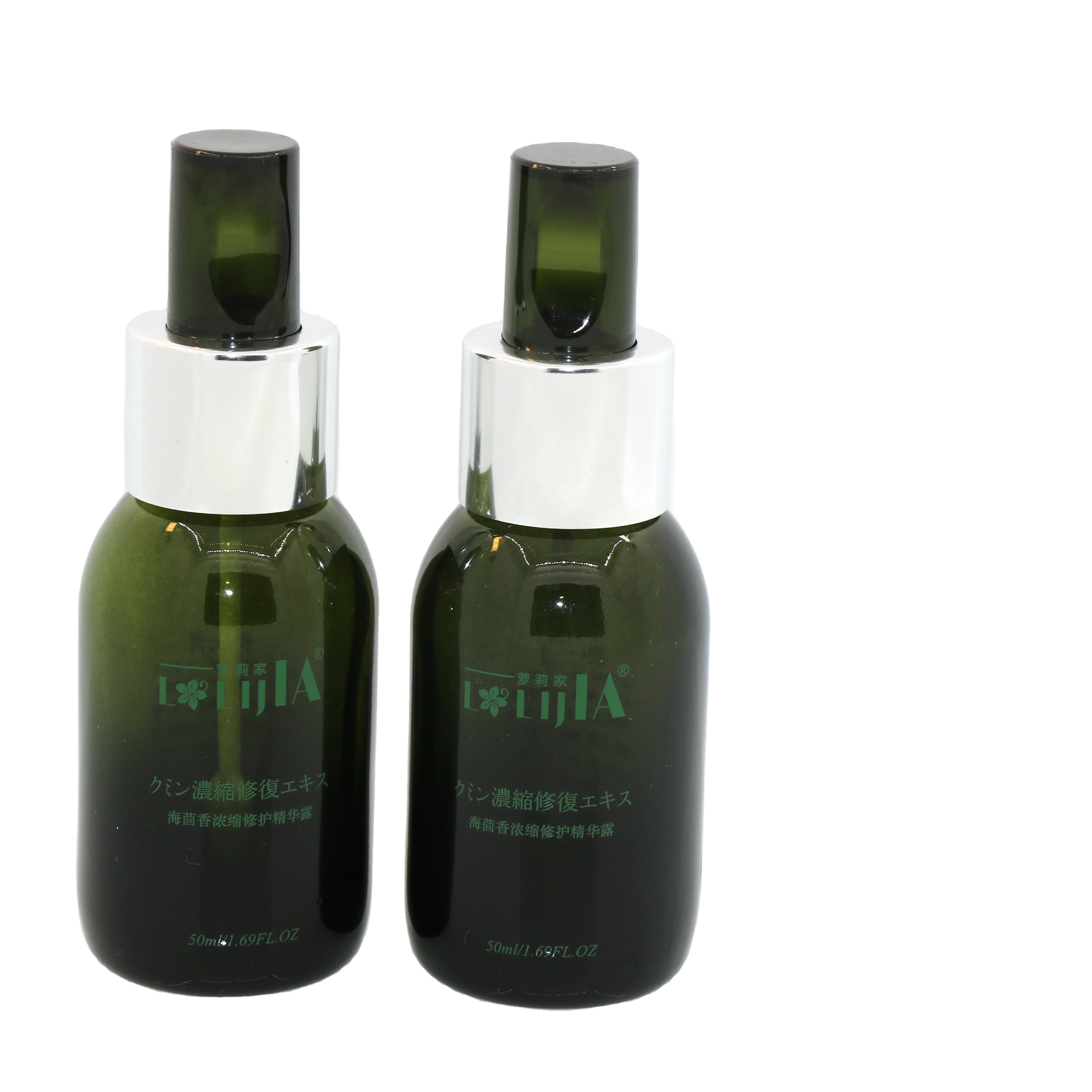 New Design 50ml Colored Essential Oil Glass Bottles Light Green Color Glass Dropper Bottles e liquide with Gold/Silver Dropper