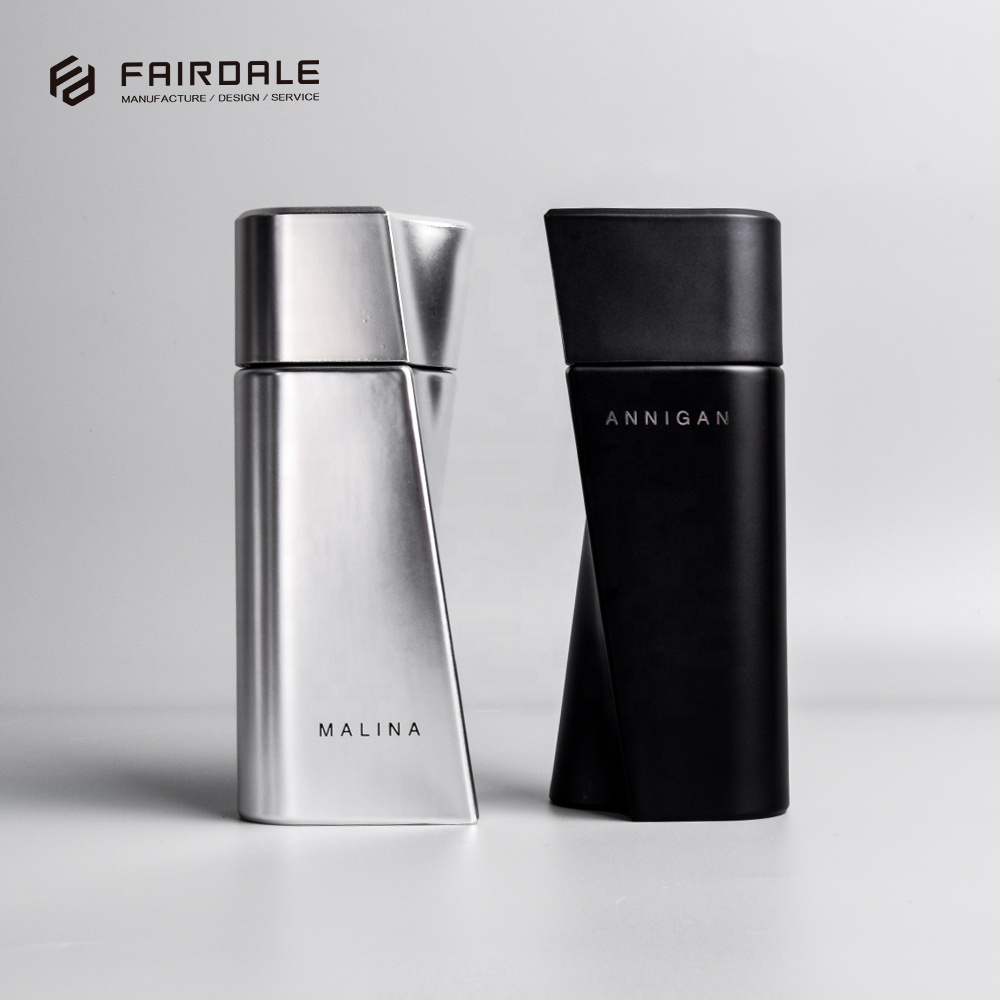 New Design 50ml black and silver Perfume Glass Spray Bottle For Fragrance Packaging