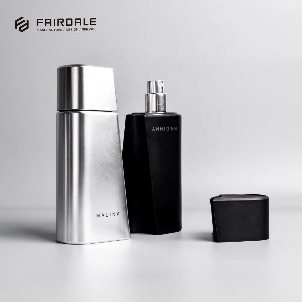 New Design 50ml black and silver Perfume Glass Spray Bottle For Fragrance Packaging