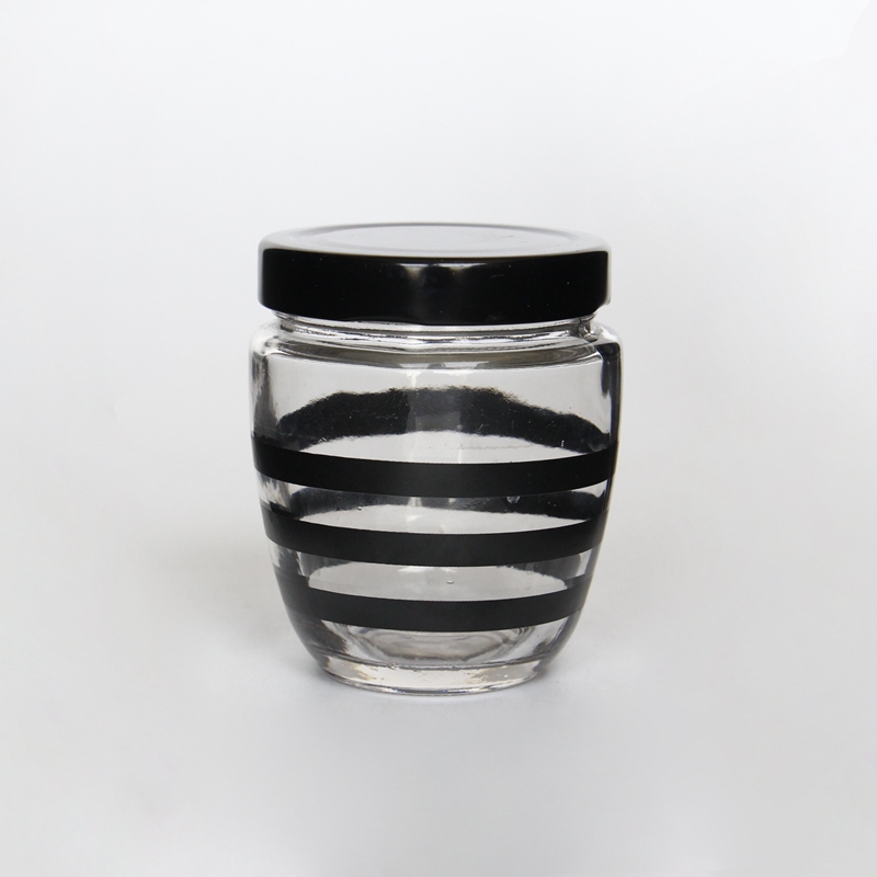 New Design Clear Round 250g/500g bee shape glass honey jar With metal Lids
