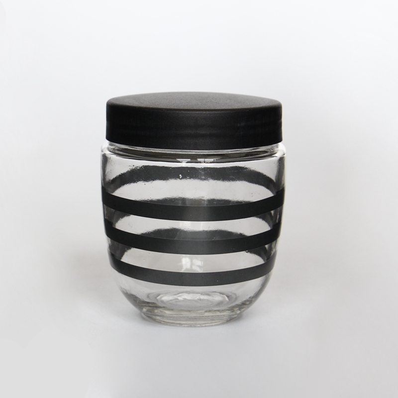 New Design Clear Round 250g/500g bee shape glass honey jar With metal Lids
