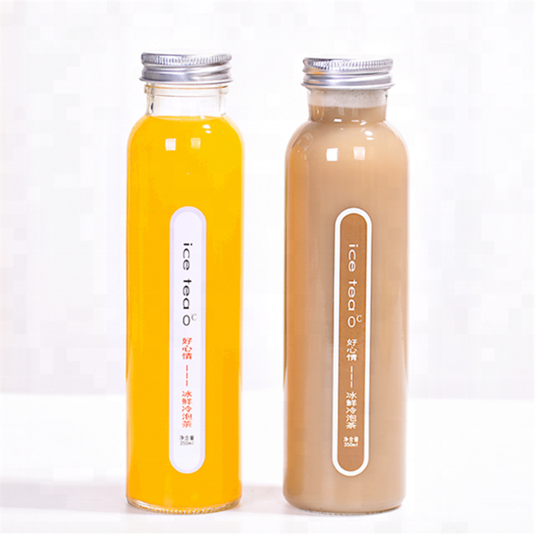 New Design Clear Tall round thin  Glass Bottles With Screw Lid Aluminum Cap