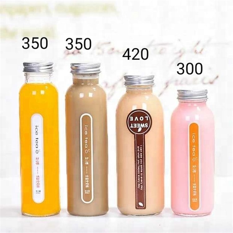 New Design Clear Tall round thin Glass Bottles With Screw Lid Aluminum Cap