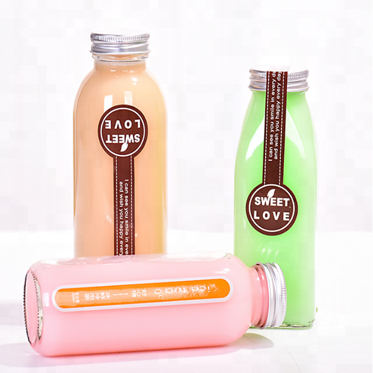 New Design Clear Tall round thin Glass Bottles With Screw Lid Aluminum Cap