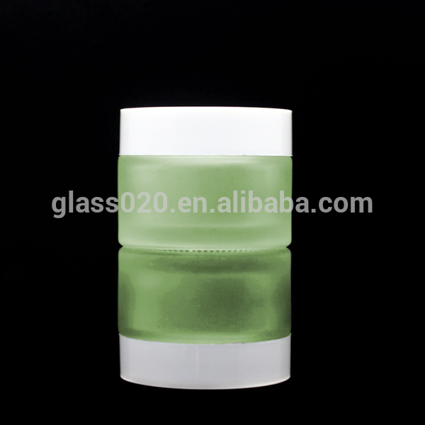 New Design Comestic Glass Jars Green White Round Glass Cosmetic Jar 50ml Glass Jar Body Butter With Plain White Lid