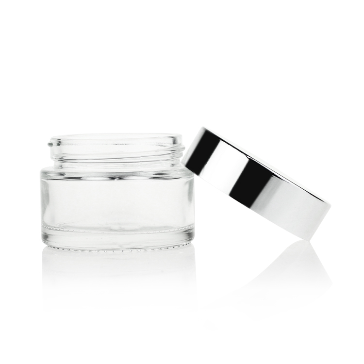 New Design Comestic Glass Jars Green White Round Glass Cosmetic Jar 50ml Glass Jar Body Butter With Plain White Lid