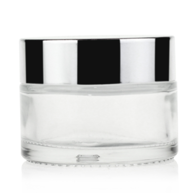 New Design Comestic Glass Jars Green White Round Glass Cosmetic Jar 50ml Glass Jar Body Butter With Plain White Lid
