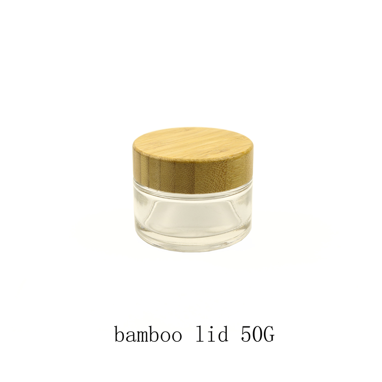 New Design Cosmetic bamboo cream jar 50 ml for face lotion glass cosmetic jar 60g wood 100gram lip balm container elegant logo