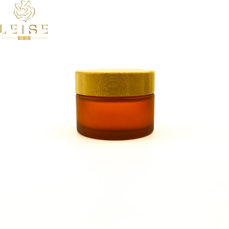 New Design Cosmetic bamboo cream jar 50 ml for face lotion glass cosmetic jar 60g wood 100gram lip balm container elegant logo