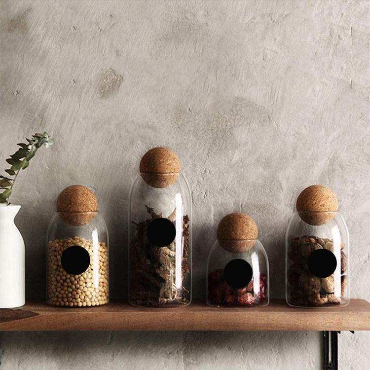 New Design Custom 480ml 700ml 1000ml 1200ml Serving Tea Coffee Spice Sugar Salt Airtight Seal Wood Cork with Lid