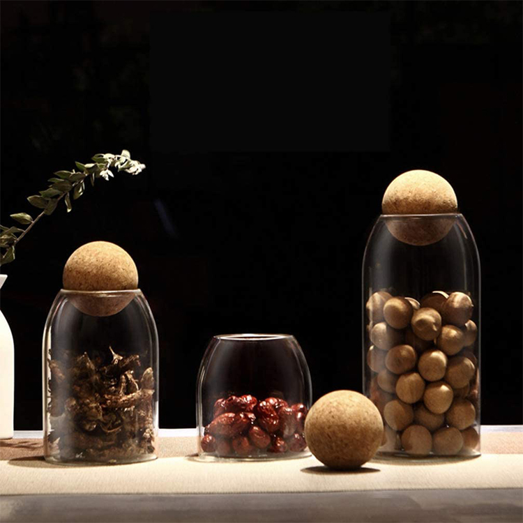 New Design Custom 480ml 700ml 1000ml 1200ml Serving Tea Coffee Spice Sugar Salt Airtight Seal Wood Cork with Lid