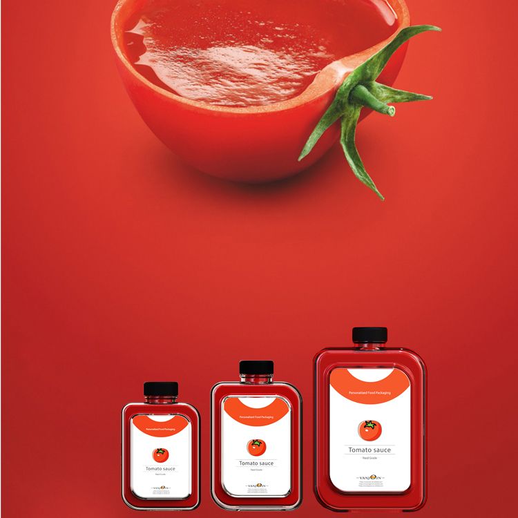 New Design Custom Chili Sauces Ketchup Bottle Flat Glass Bottles 180ml 250ml