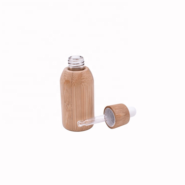 New Design Customized Eco Friendly Mini 5ml  Essential Oil Dropper Bottle Glass Inner  With Full Bamboo Cover