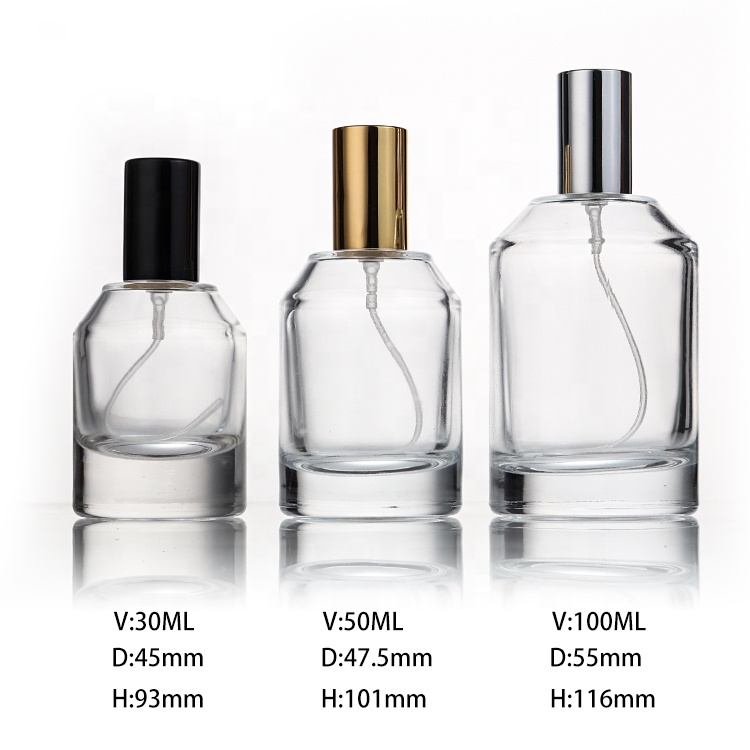 New Design Cylinder Round Glass Bottle Perfume 30 ml 50 ml 100 ml Cologne Bottles For Men With Cap