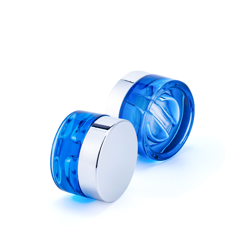 New Design Double Chamber Glass Face Body Cream Jar 19g 84g Custom Green Blue Cosmetic Jar for Skincare Packaging