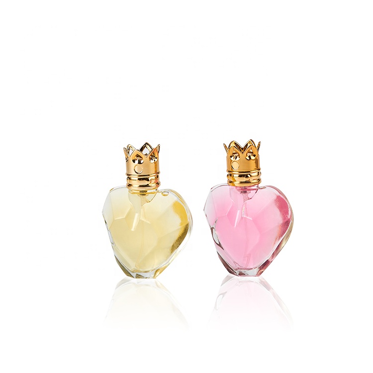 New Design Elegant 40ml 60ml Empty Pink Heart Shaped Glass Perfume Bottle