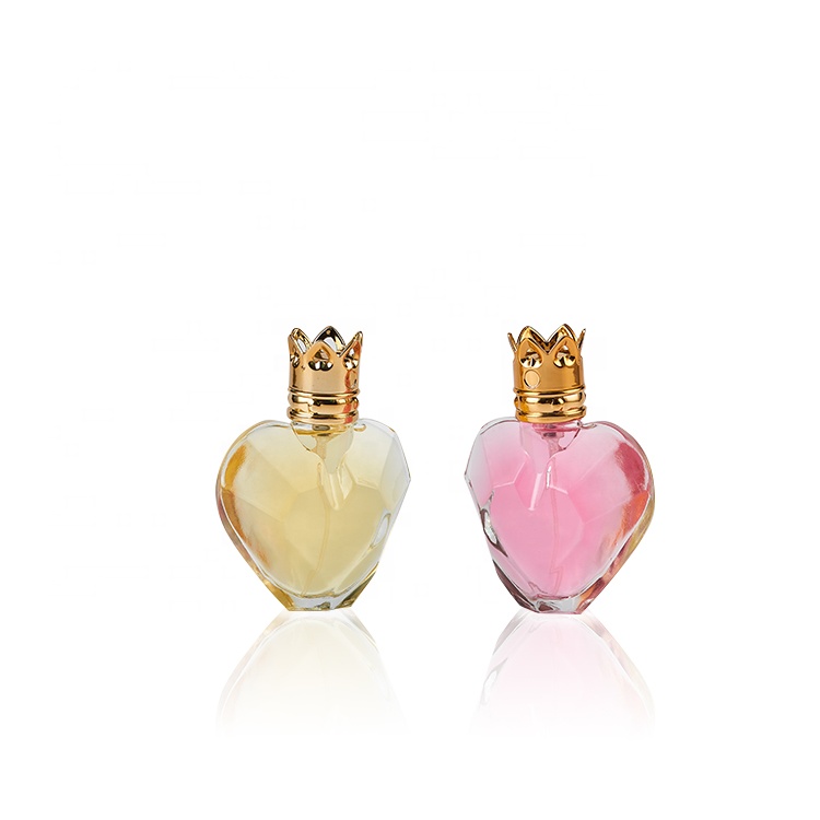 New Design Elegant 40ml 60ml Empty Pink Heart Shaped Glass Perfume Bottle