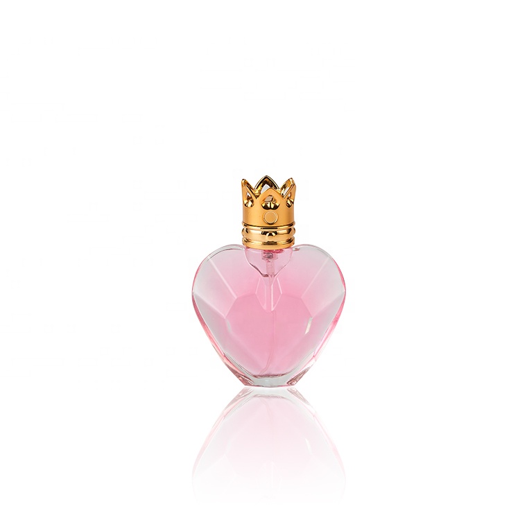 New Design Elegant 40ml 60ml Empty Pink Heart Shaped Glass Perfume Bottle