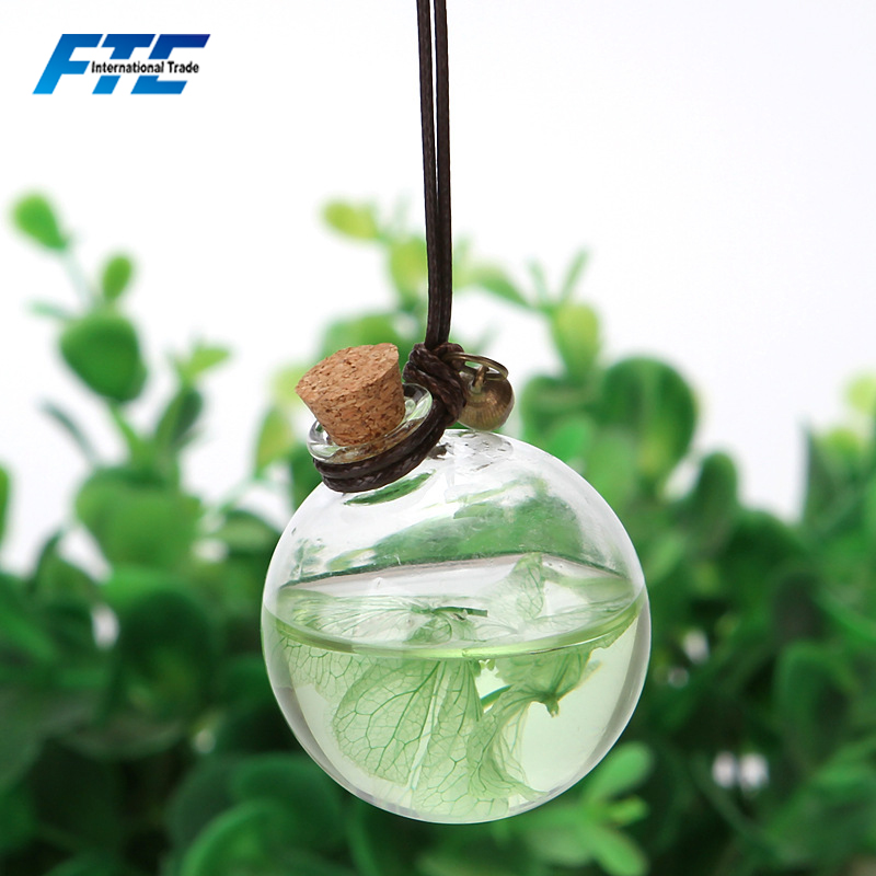 New Design Empty Hanging Bottle for Essential Oils Perfume Pendant Auto Ornament with Flower Air Freshener Car-styling