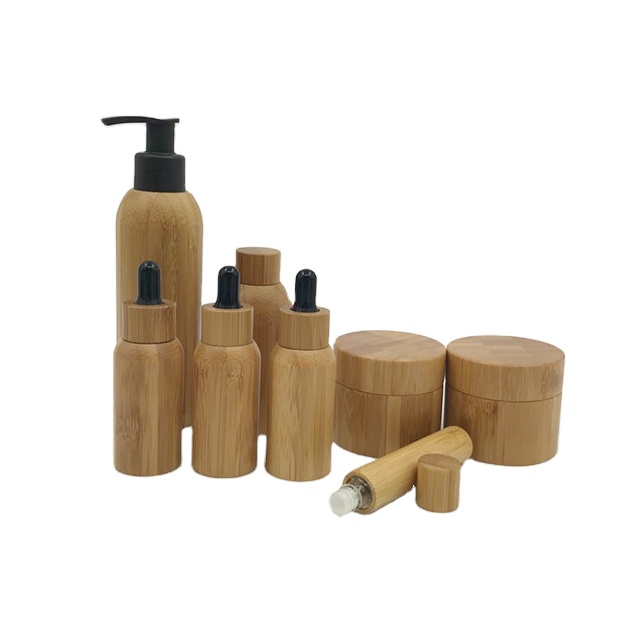 New Design Environmental Bamboo Glass bottle, Glass jar, Lid, Dropper, Pump Sprayer