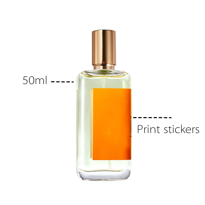 New Design Flat Square 50ml Perfume Glass Bottle Glass Spray Perfume Bottle