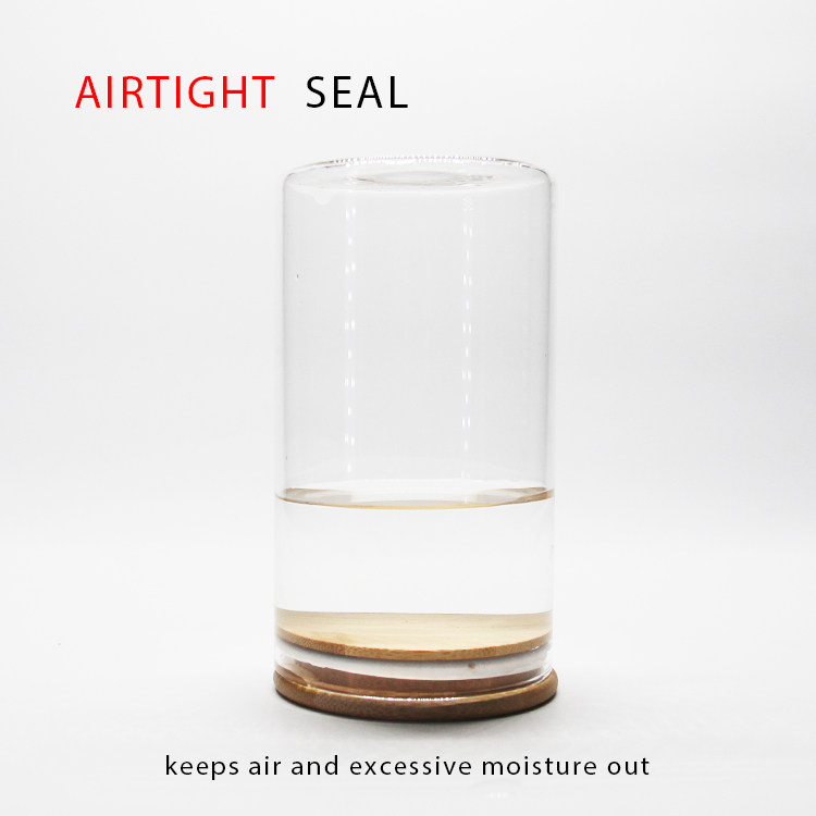 New Design High Borosilicate Circular Customized Sizes Glass Food Storage Container Jar With Bamboo Wood Lids