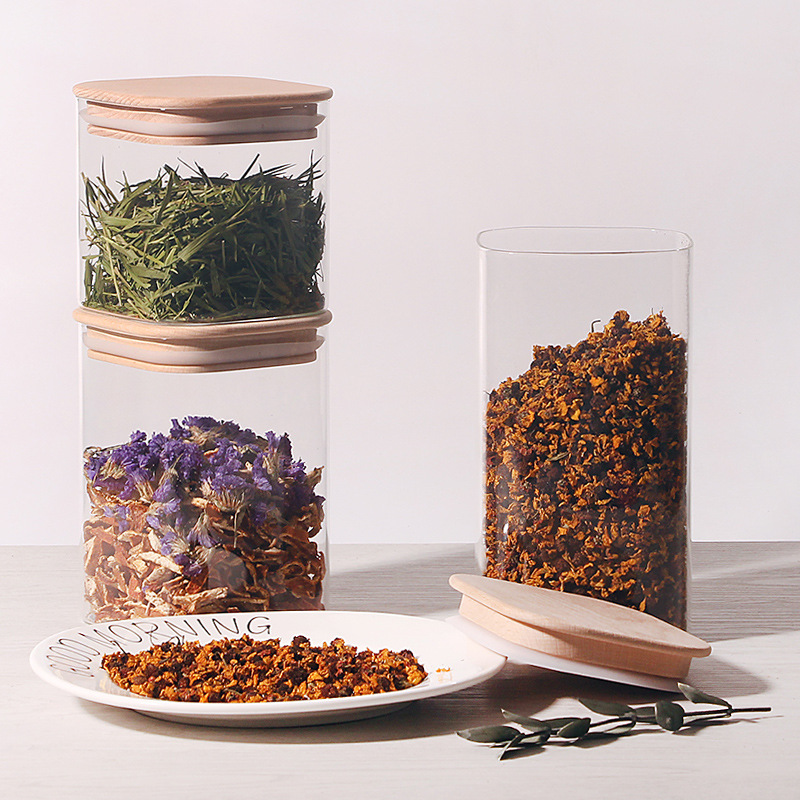 New Design High Borosilicate Square Customized Sizes Glass Food Storage Container Jar With Bamboo lids BJ-CC35