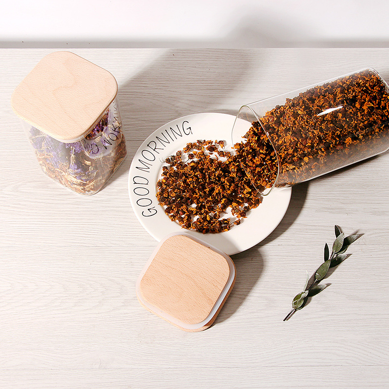 New Design High Borosilicate Square Customized Sizes Glass Food Storage Container Jar With Bamboo lids BJ-CC35