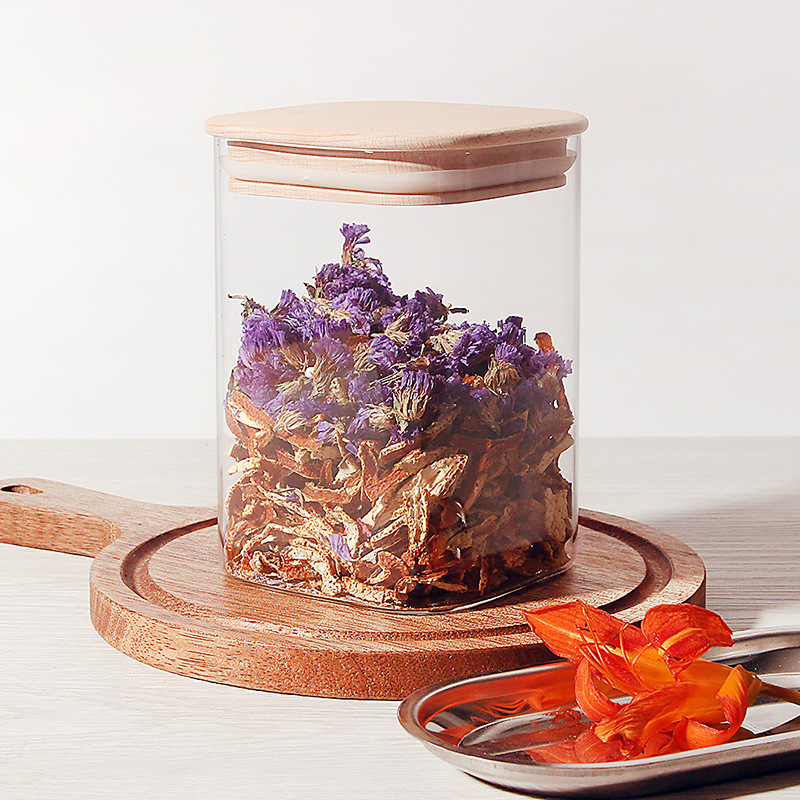 New Design High Borosilicate Square Customized Sizes Glass Food Storage Container Jar With Bamboo lids BJ-CC35