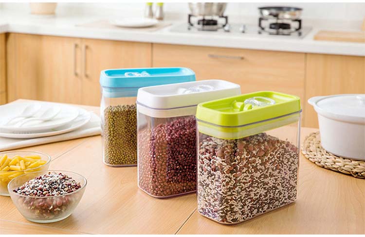 New Design Hot Sale Rectangular Clear Large Cereal Dry Food Dispenser Storage Containers With Easy Locking Lids For Grains Nuts