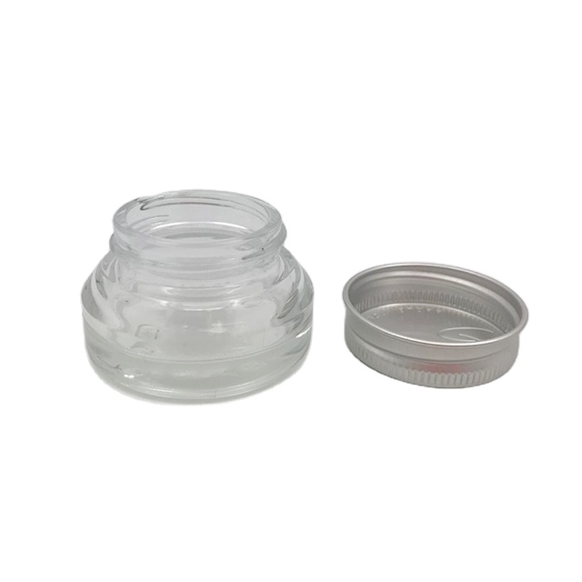 New Design Mini 50ml Clear Oblique Shoulder Glass Eye Cream Screwtop Jar with Silver Aluminum Lid